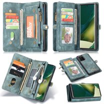 Galaxy Note 20 Ultra Case, Allytech Premium PU Leather Flip Stand Zipper Multiple Cards Slots Magnetic Closure Detachable Back Cover Wallet Pocket Case for Samsung Galaxy Note 20 Ultra, Green
