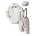 thumbnail image 4 of Lovzfmll 4-Piece Boy's Set, Polka Dot Bodysuit & Bib Pants & Hat & Bow Tie, Formal Wear for Newborn, 0-3 Months, 4 of 9