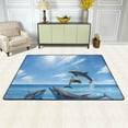 thumbnail image 2 of SKYSONIC 36x24in Summer Bottlenose Dolphin Area Rug, Blue Sea Water Sky Non-Slip Floor Carpet for Indoor Living Dining Room Bedroom, 2 of 7