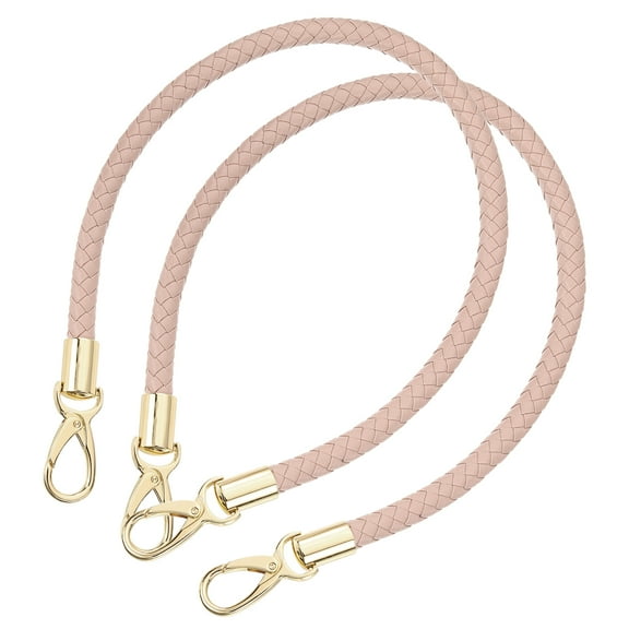 Uxcell Leather Purse Strap, 2Pack 60cm Short Leather PU Braided Purse Replacement Handle(Light Pink Strap Gold Clasp)