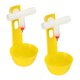 thumbnail image 1 of Tazas de agua para pollos Uxcell, tazón de bebida redondo con bebedero de pezón automático de tres vías, paquete de 2 en blanco y rojo, 1 of 1