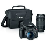 Canon EOS Rebel T7 DSLR Camera Double Zoom Lens Kit with EF-S 18-55mm and EF 75-300mm Lenses, 24.1 Megapixel CMOS (APS-C) Sensor, Full HD Videos, Wi-Fi, Beginner Photographers, Digital Camera, Black