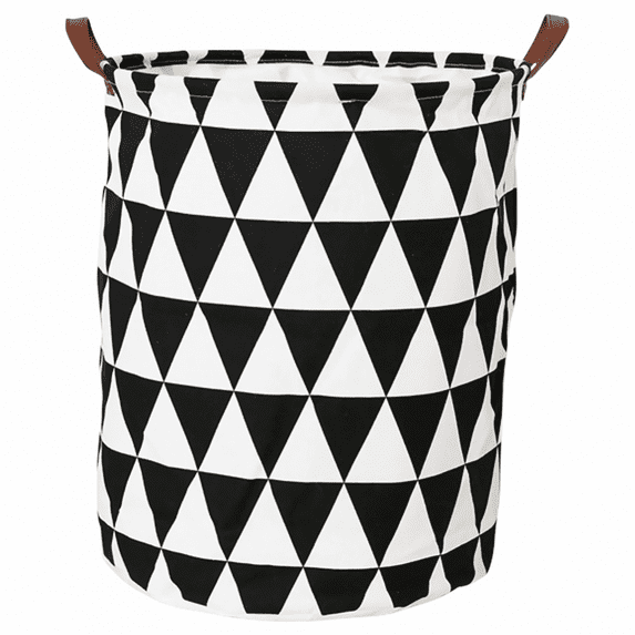 Laundry Basket, Wasaga 19.7 Inches Large Laundry Hamper Canvas Fabric Collapsible Laundry Baskets with Handles Dirty Clothes Storage Bin Toy Organizer for Bathroom, Children Bedroom (White grid)