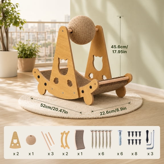 Width 22.6 cm Cat scratching post with scratching ball
