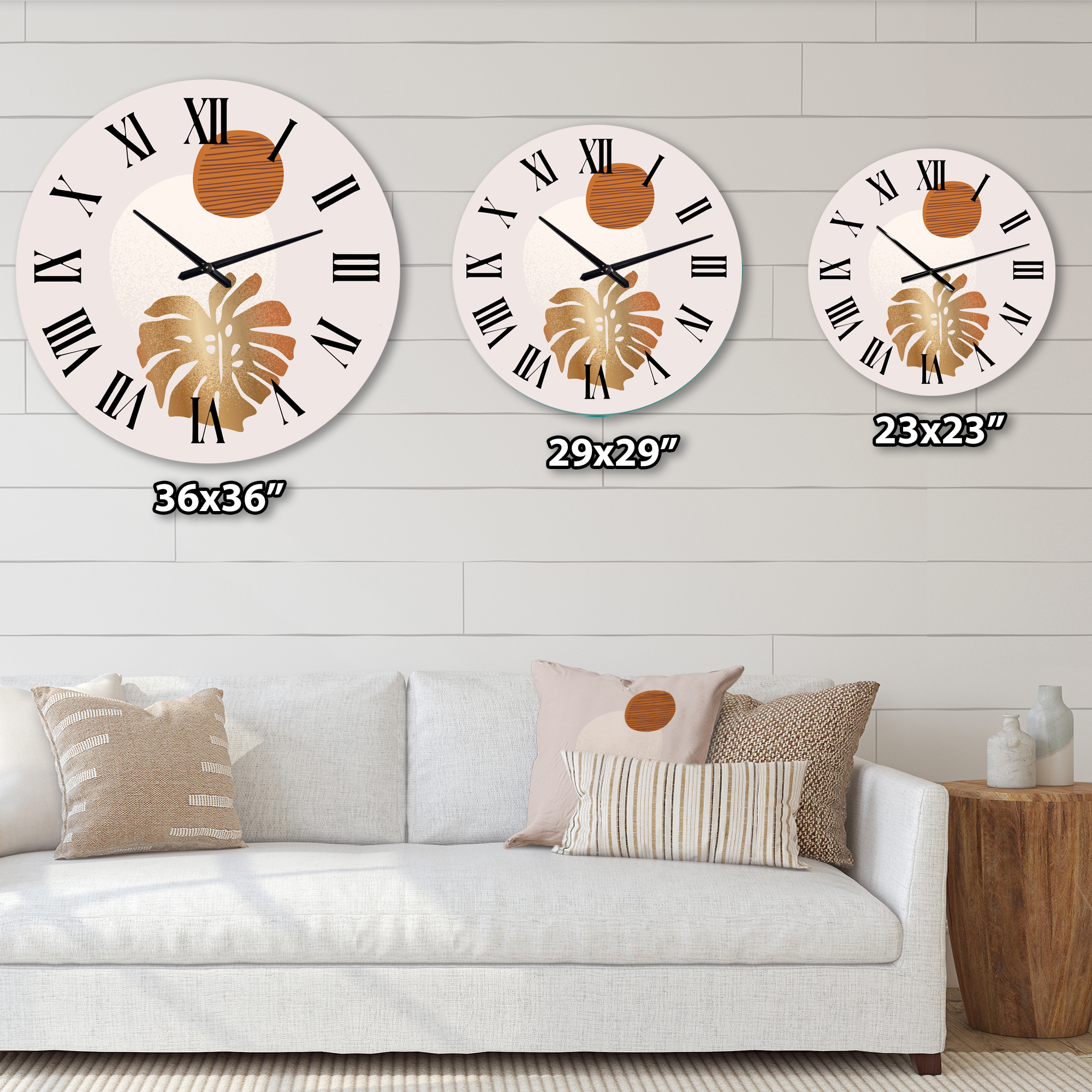 Designart 'Tropical Palm Leaf & Abstract Geometry Shapes Ii' Modern Wall Clock