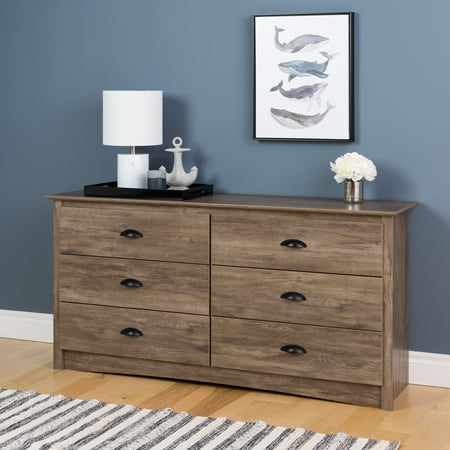 Salt Spring 6 Drawer Dresser Drifted Gray - Prepac