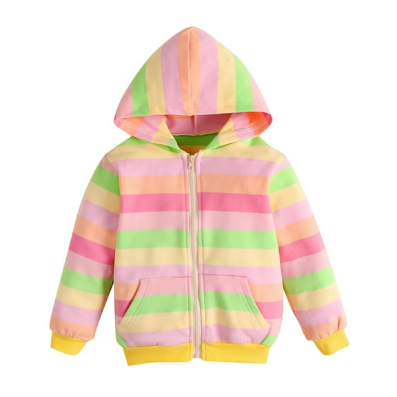 1-9T Girls and Toddlers' Rainbow Zipper Hoodie Sweatshirt Jacket Top