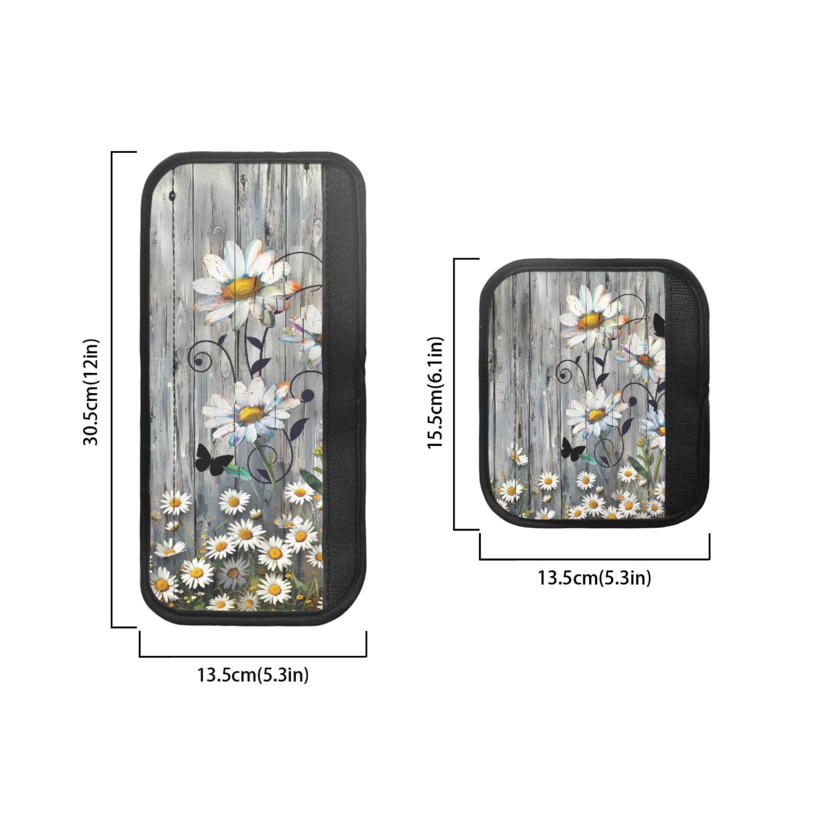 SEANATIVE 6 PCS Refrigerator Door Handle Covers Washable Kitchen Appliance Decor Handles Anti-Skid Universal Gloves for Fridge Kitchen Cabinet Oven, Daisy Wood Grain Butterfly Gray