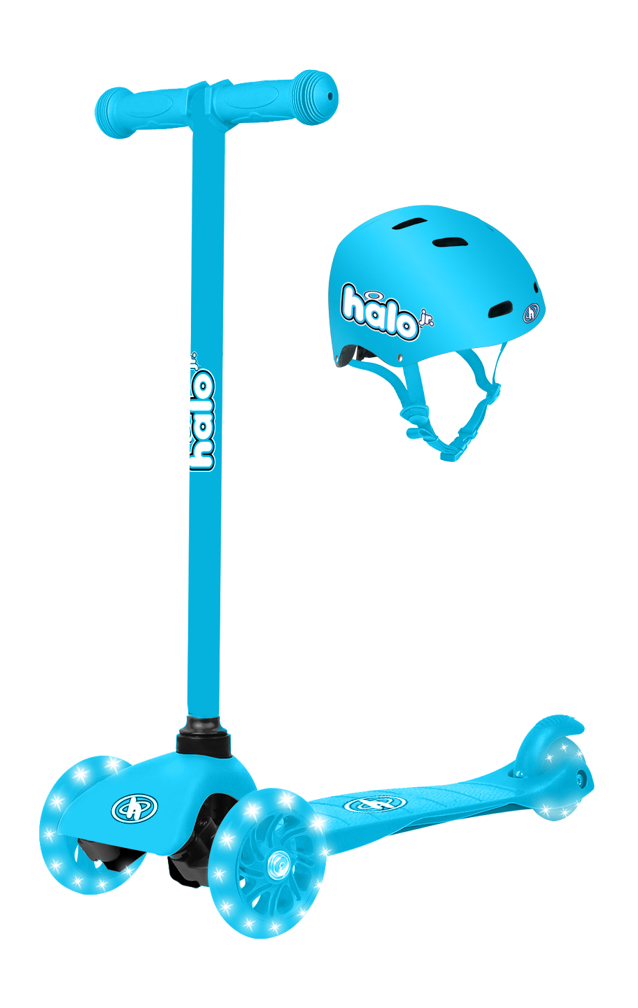 HALO Jr 3 Wheel Scooter Combo Blue 3 Wheel Scooter with Super