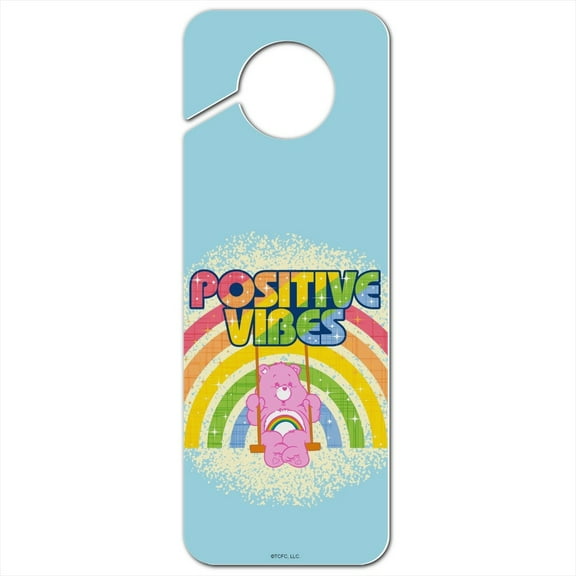 Care Bears Cheer Bear Positive Vibes Plastic Door Knob Hanger Sign