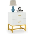 thumbnail image 7 of Tribesigns Striped 2-Drawer Nightstand: Modern End Table & Bedroom Organizer, White & Gold, 7 of 7