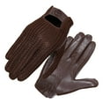 thumbnail image 1 of Generic Lightweight Knit Goat Leather Touchscreen Motorcycle Gloves - Brown, Size L, 1 of 6