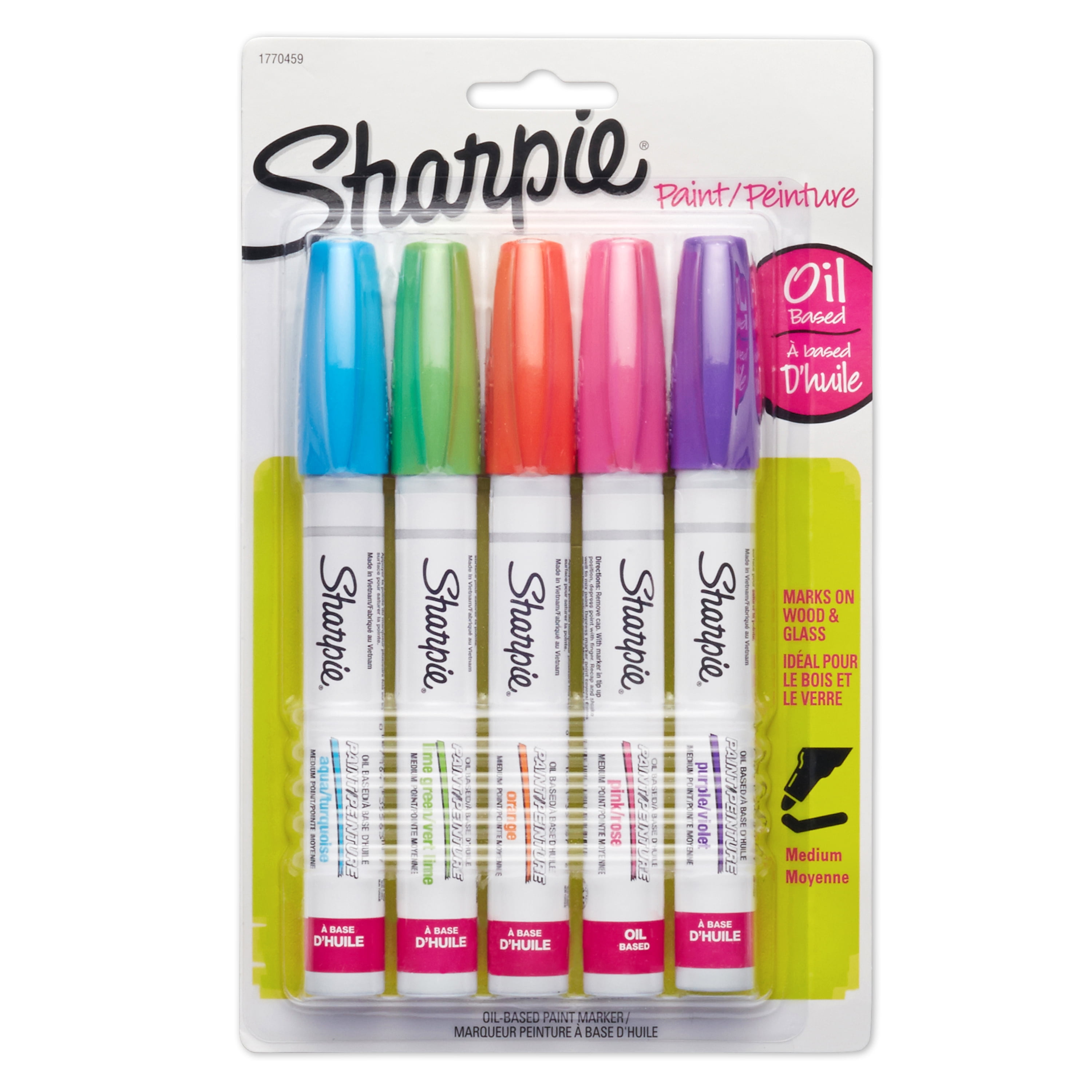 Sharpie Oil-based Paint Markers, Medium Point, Assorted Colors, 5 Count