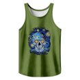 thumbnail image 2 of Mens Tank Top Funny Graphic Sleeveless Crewneck T Shirts Casual Beach Summer Athletic Muscle Lightweight Vest Green XXXL, 2 of 3