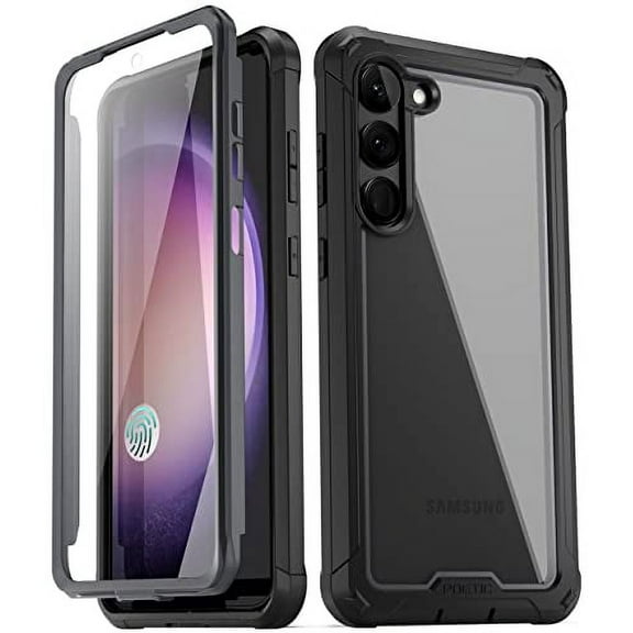 Poetic Guardian Case for Samsung Galaxy S23 Plus 5G 6.7 inch , Clear Case with Built-in Screen Protector, Black/ Clear