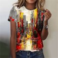 thumbnail image 2 of Culottes pour Femmes Hauts Tendance Décontracté Col Rond Imprimés Manches Courtes T-Shirt Col Rond TG Multicolore, 2 of 6