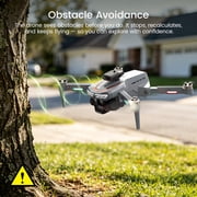 Drone with 4.3 Screen on Remote, Foldable Wefone M3, HD Camera, Obstacle Avoidance, Brushless Motor, Optical Flow, Lightweight, 2 Batteries, Gray
