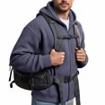 thumbnail image 5 of Hsovts Mens Waffle Knit Full Zip Hoodies Loose Pocket Drawstring Jacket Winter Warm Outdoor Casual Hoodie Navy M, 5 of 7