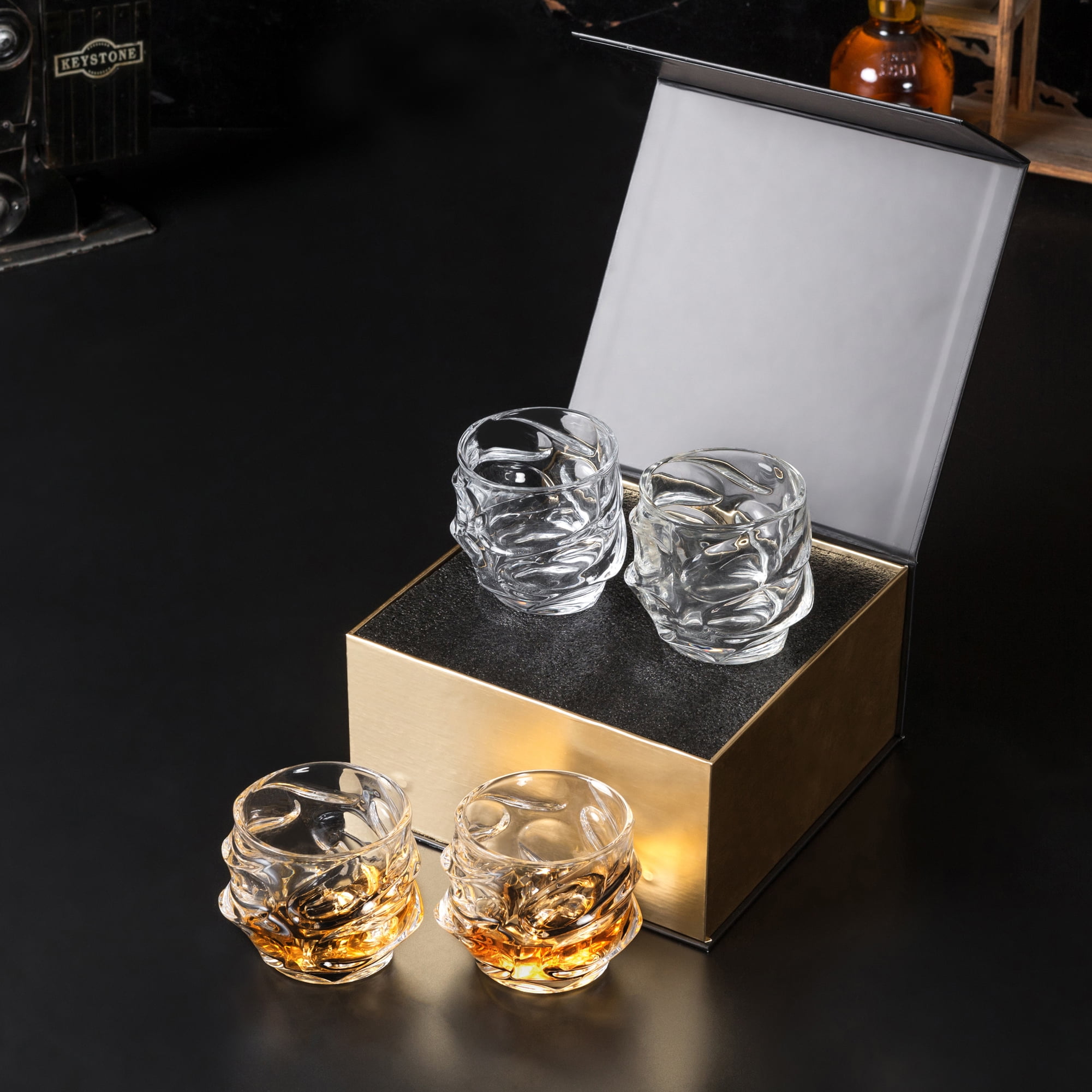 Invicta Gear Set of 4 Shot Glasses- 2oz + 4 Whiskey Glasses(IG0310)