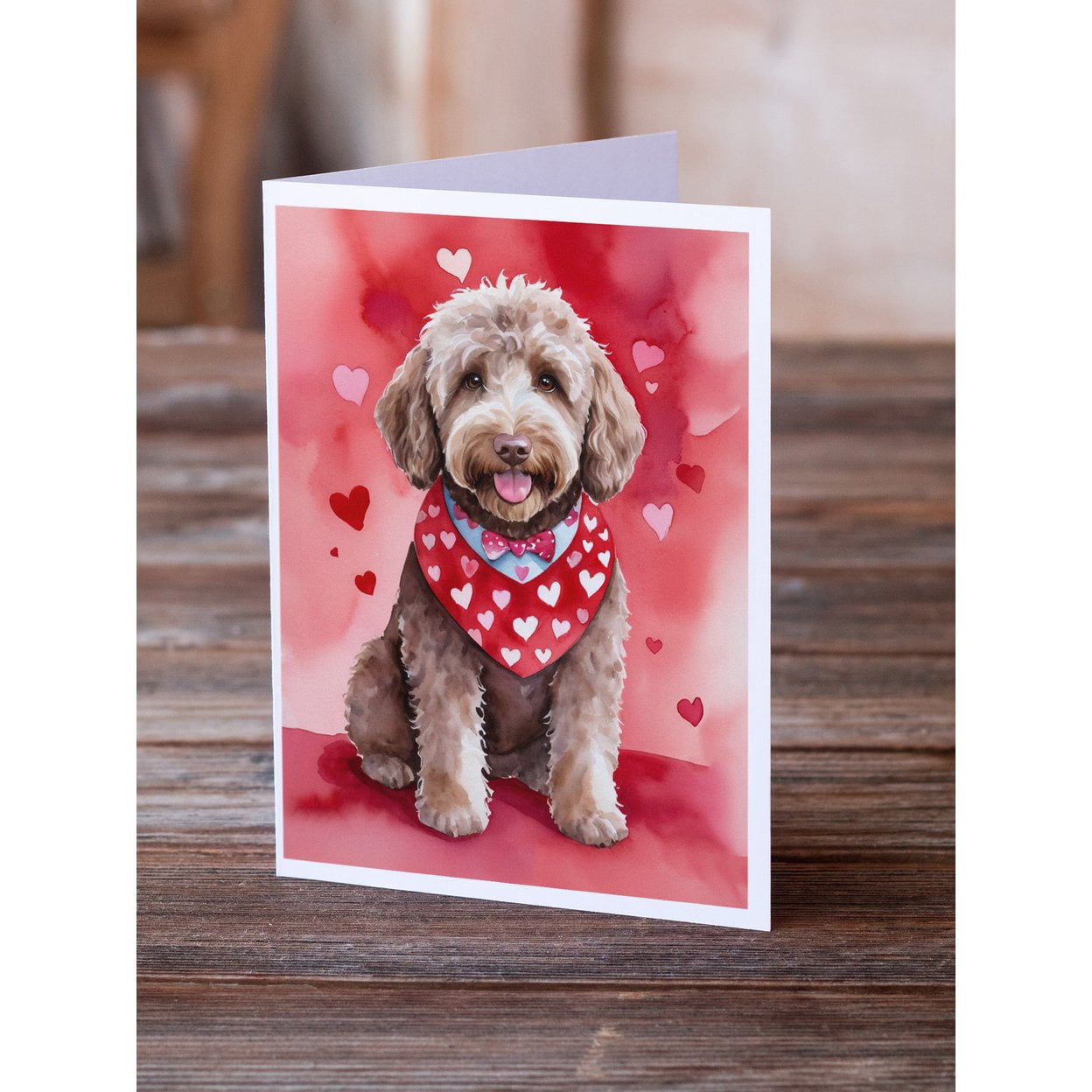 Labradoodle My Valentine Greeting Cards Pack of 8 7 in x 5 in
