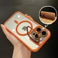 thumbnail image 1 of Magsafe Magnetic Lens Protection Stand Phone Case For IPhone 15 12 13 14 11 Pro Max Camera Glass Transparent Metal Ring Cover orange For iphone13Pro, 1 of 6