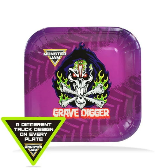 Prime Party Monster Jam Dessert Plates, Disposable Paper Tableware – 7", Pack of 8