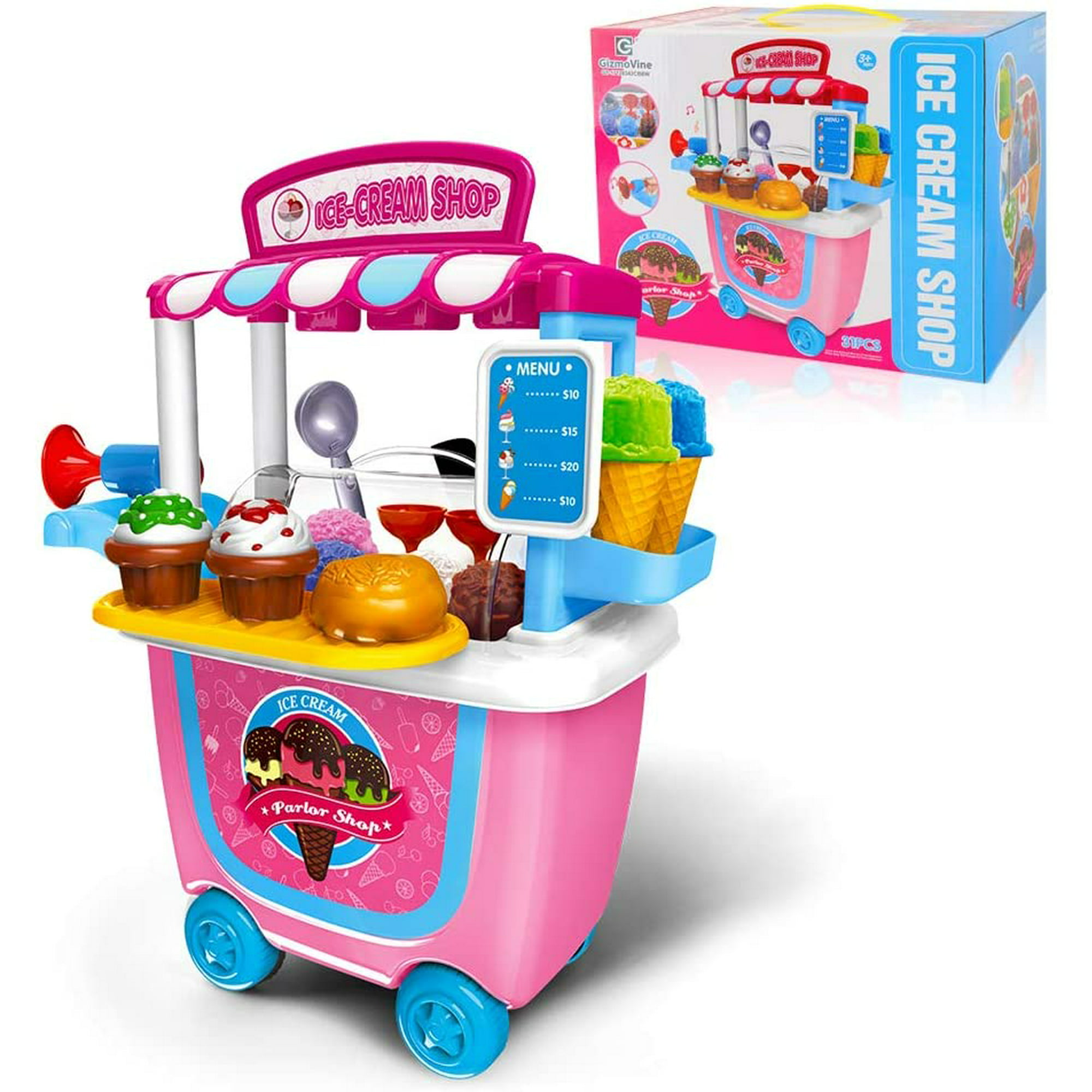 Round carve next IGUOHAO vine Ice Cream Girl Toys Pretend Play Ice Cream cart Play Food Set  Truck Ice Cream Games Kids Toys for 2,3,4,5,6 Year Old Girl Gifts 31PCS |  Walmart Canada