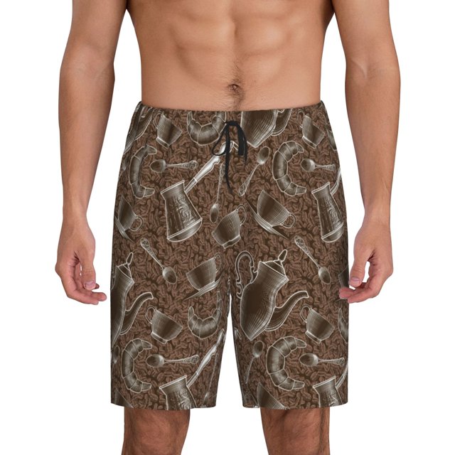 Fotbe Coffee pots Pantalones Cortos de Pijama para Hombre, Ropa de Dormir, Pantalones de Pijama Cortos para Hombre-Medium