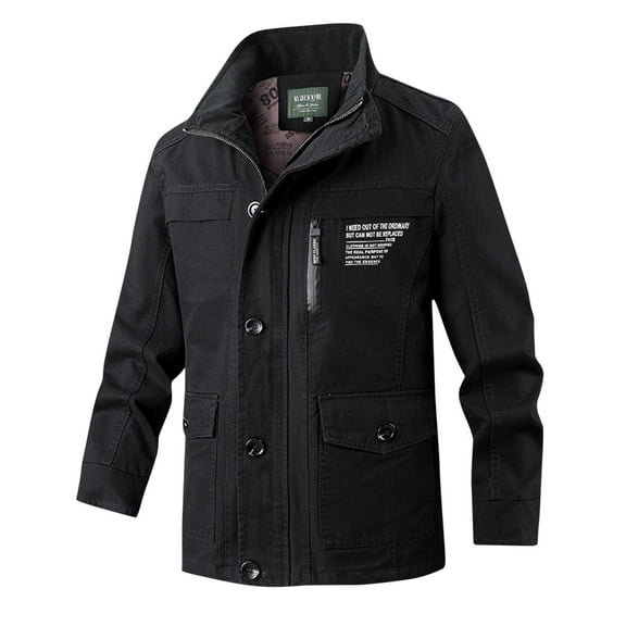 dzxyzu Men's Casual Lightweight Shirt Jacket Work Shacket Jackets Military Button Zipper Overshirt Tops With Flap Pockets 2024 Winter Saving