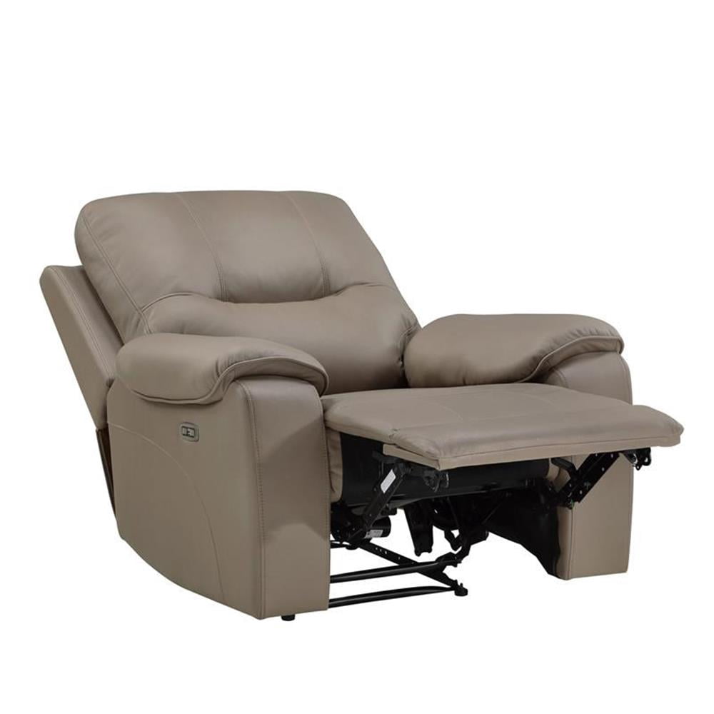Pemberly Row 39" Polished Microfiber Power Reclining Chair in Brown