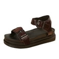thumbnail image 2 of Xfvqtps Womens Plus Size Sandals Flatform Chunky Thick Sole Double Buckle Solid Color Open Toe Comfortable Non Slip Breathable Beach Sandals Wine, 2 of 8