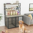 thumbnail image 2 of EastVita Dog Crate Furniture,Wooden Dog Crate End Table with Flip Top and Movable Divider,42.5 Inch Dog Cage with Storage Shelves,Large Dog with 3 Doors,42.5"L*27.1"W*63.7"H, 2 of 7