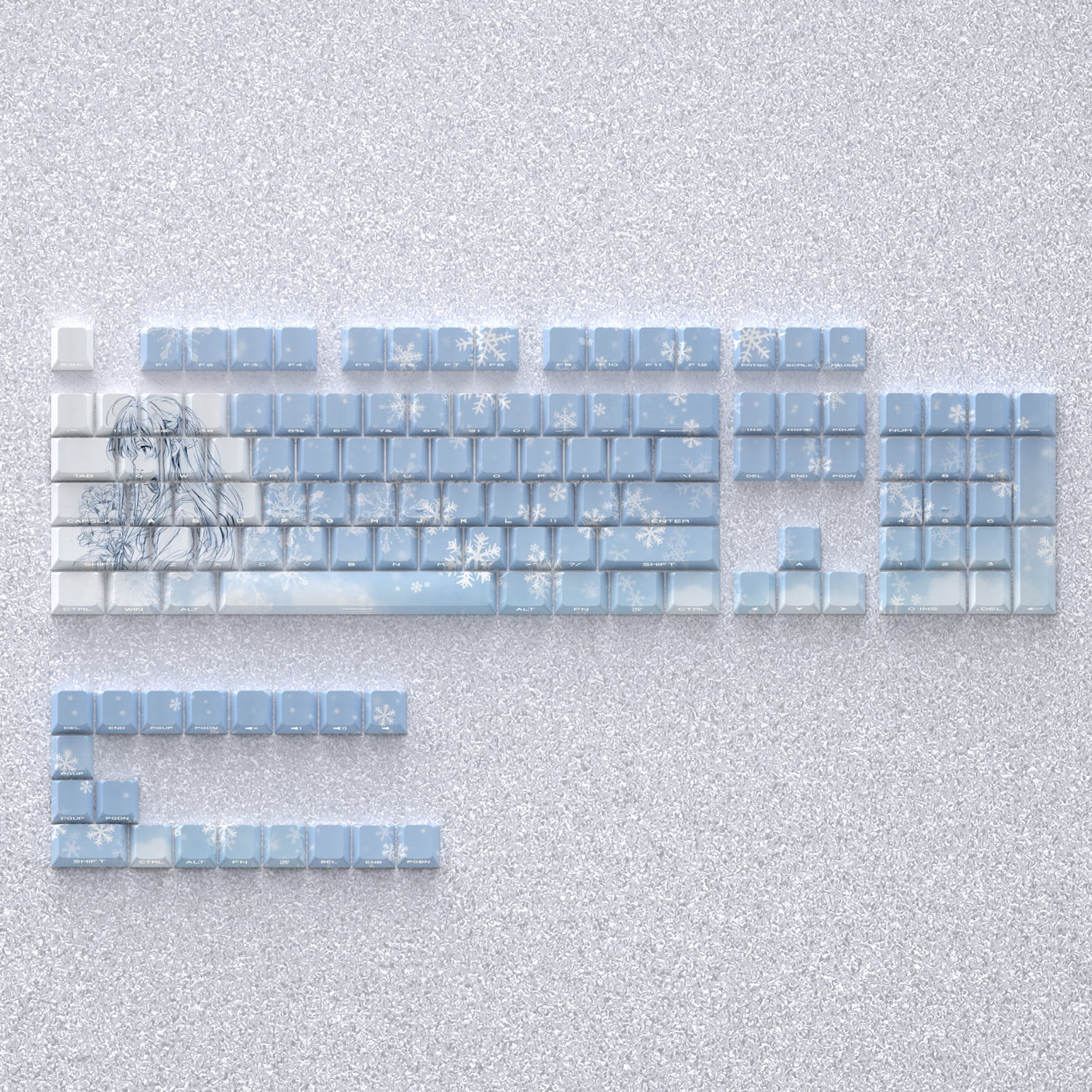 Yukino Side-Printed Shine-Through Keycaps, PBT Dye-Sublimation Keycap Set Compatible with Ace68/mad60/Wooting 60HE/ATK68/A75 Mechanical Keyboards