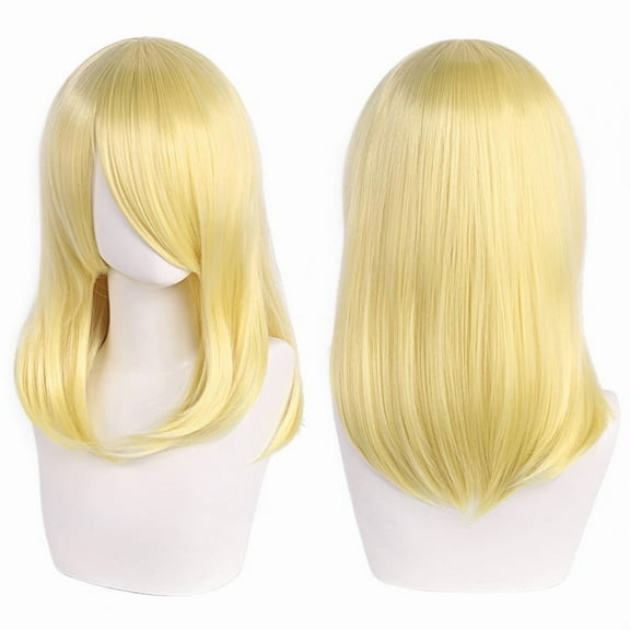 Namzi 1pc 40cm Short Wig, Cosplay Wig, Straight Wig, Synthetic Wig, Shoulder Length Wig,Light Yellow