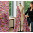thumbnail image 5 of Soimoi Pink Cotton Cambric Fabric Lily & Pine Fruits Decor Fabric Printed Yard 56 Inch Wide, 5 of 7