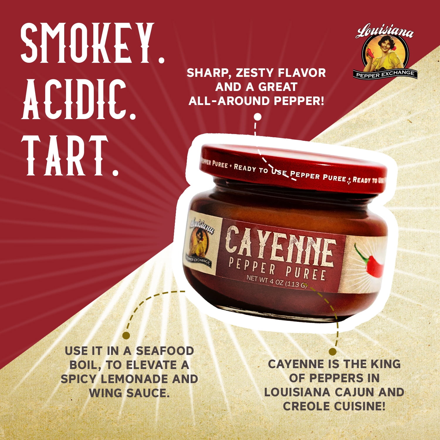 (3 pack) Louisiana Pepper Exchange 4oz Red Cayenne Pepper Puree Sauce
