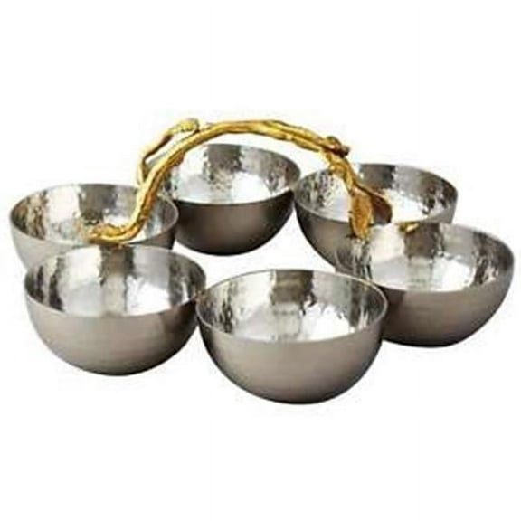 Leeber 70046 8.75 Inch Golden Vine Hammered Bowl Server - Set of 6