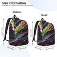 thumbnail image 2 of Disketp Colorful Dragon Head Profile print Canvas Backpack Lightweight Travel Daypack Student Rucksack Laptop Backpack-, 2 of 5
