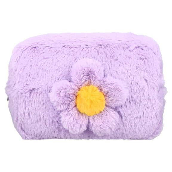 Pen + Gear Fask Fur Flower Pencil Pouch, Purple, Educational Level: Perfect for Students of All Ages--Elementary, Middle School, High School, College, and Adult Professionals