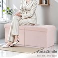 thumbnail image 5 of Footrest Ottoman Bench with Storage,34Inch Pink Teddy Velvet Footstool, Coffee Table, Padded Seat, Storage Chest,Blanket Store with Flipping Lid for Livingroom and Bedroom, 5 of 11