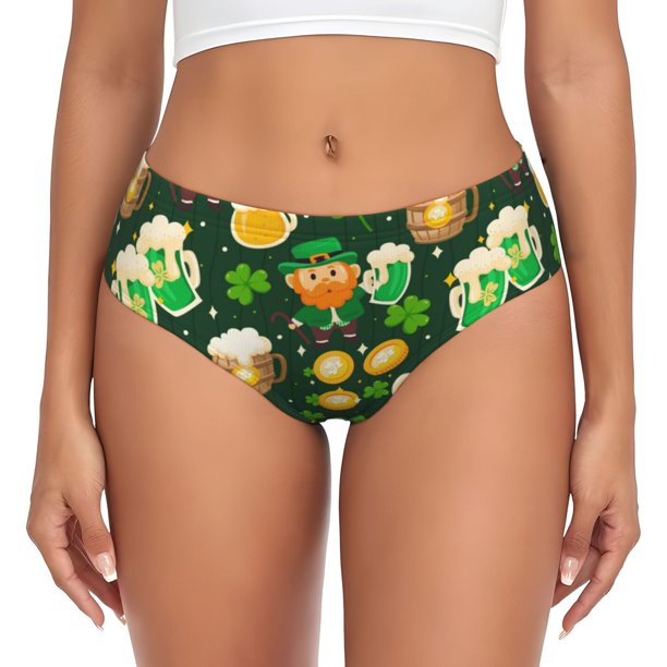 Balery St Patrick's Day10 Ropa Interior de Algodón para Mujer con Dibujo – Braguitas Cómodas y Elásticas, Estilo Clásico-X-Small