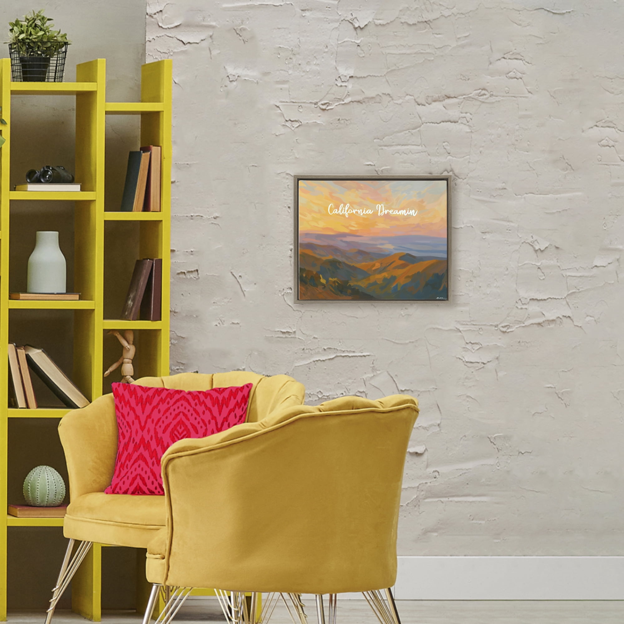 Stupell Industries California Dreamin' Mountains Brown Framed Floater Canvas Wall Art, design by Amelia Noyes
