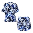 thumbnail image 4 of Lsque Blue Lightning2 Women's Short-Sleeved Pajama Set - 2 Piece Soft and Lightweight Sleepwear Set-Medium, 4 of 9