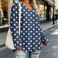 thumbnail image 6 of CHGBMOK Women's Plus Size Polka Dot Tops Long Sleeve V Neck T-shirts Basic Dressy Casual Blouses, 6 of 7
