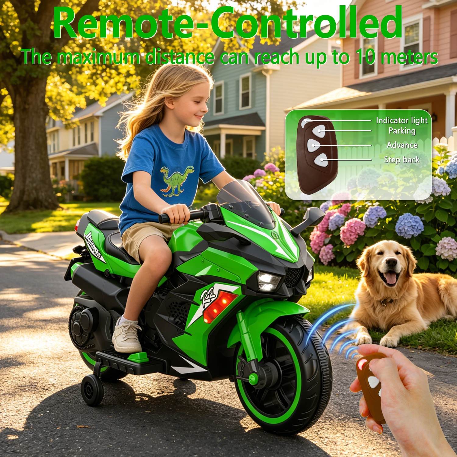 HNH 12V Ride on Motorcycle for Kid, Electric Motorcycle with Music, Lights, Bluetooth