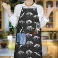 thumbnail image 6 of Black Cartoon Dinosaurs Fossils Pattern Apron-Garden Aprons for Women with Pockets-Cotton Linen Waterproof Kitchen Cooking Gardening Aprons Adjustable for Kitchen,Cooking,BBQ and Salon 33x27 Inch, 6 of 7