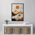 thumbnail image 3 of PixonSign Framed Canvas Print Wall Art Orange Sunset Mountain Range Forest Landscape Nature Wilderness Illustrations Decorative Bohemian Multicolor Mid-Century Modern - 16"x24" Black, 3 of 5