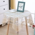 thumbnail image 3 of Embroidery Lace Flower Tablecloth Home Wedding Party Decor Table Cover Square Rectangular Round Table Cloth Art Yarn Table Cloth (03 White,Diameter 195cm Round), 3 of 7