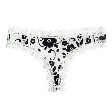 

TAIAOJING Women s Cotton Thong Lace Underwear For Womens Cotton Bikini Panties Soft Hipster Panty Ladies Stretch Briefs 6 Pack