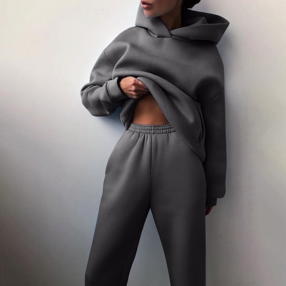 cllios Women Jogger Outfit Matching Sweatsuits Long Sleeve Hooded Sweatshirt and Sweatpants 2 Piece Sports Sets Tracksuit Women Clothes